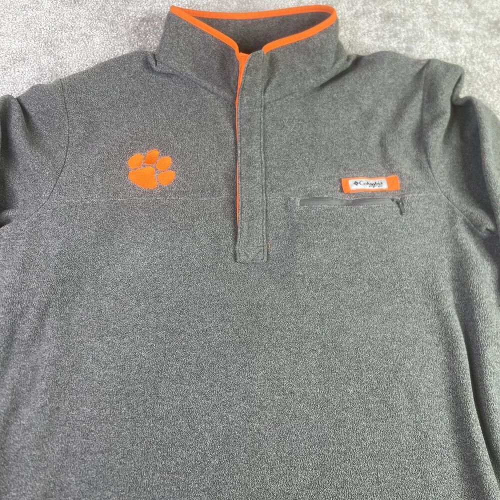 Clemson University Columbia Sweatshirt Mens XXL Gray Fleece Quarter Zip Mock